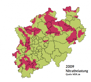 Nitrat im Grundwasser NRW 2009 (Bildquelle wdr.de)