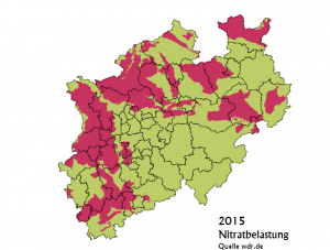 Nitrat im Grundwasser NRW 2015 ( Bildquelle wdr.de)